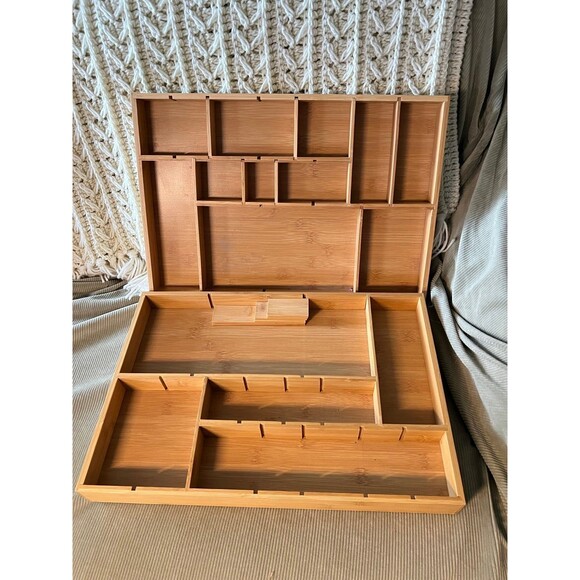Bamboo Drawer Organizer Up to 11 Compartments - Set of 2 (Bx 6) - Picture 2 of 9